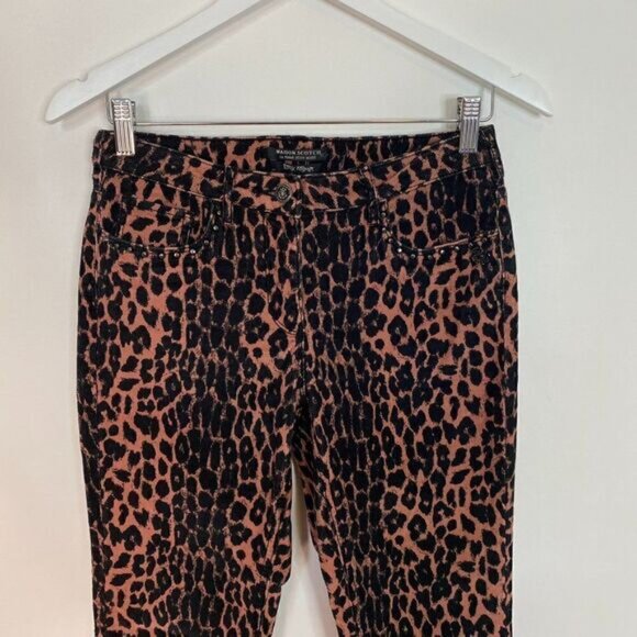 Maison Scotch Punk Radar Leopard Print Corduroy Skinny Pants - Picture 3 of 8